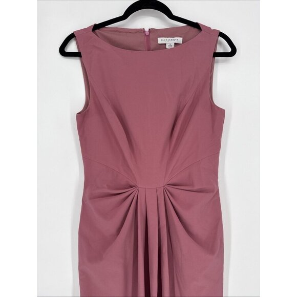 Kay Unger Sansa Womens Size 4 Pink Pleated Bateau Neck Sleeveless Formal Gown - Picture 4 of 14